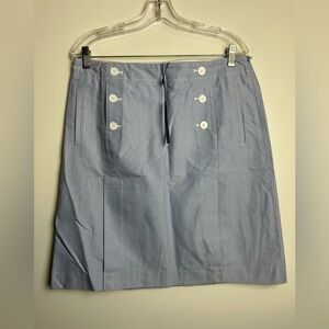 NWT Talbots Sz 12p Chic Blue Button-Front Pencil Skirt Neutral casual Minimalist